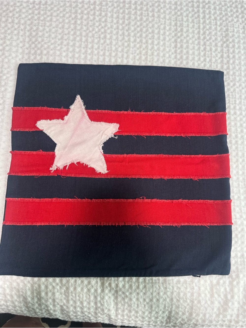 Safavieh Navy Blue Cushion Cover with Red Stripes & White Star